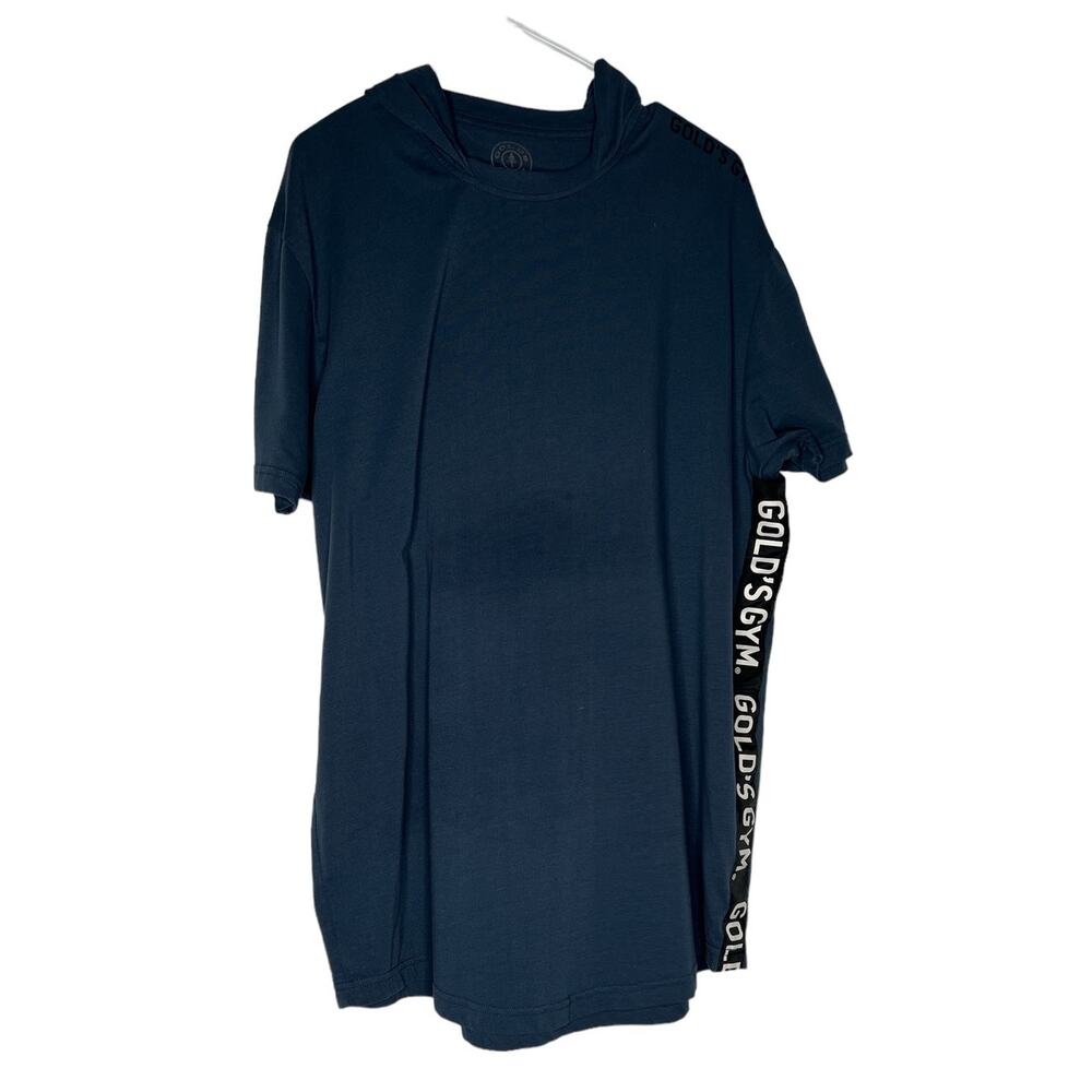 Official Gold's Gym Men's Performance Hoodie in Blue Short Sleeve Size XL